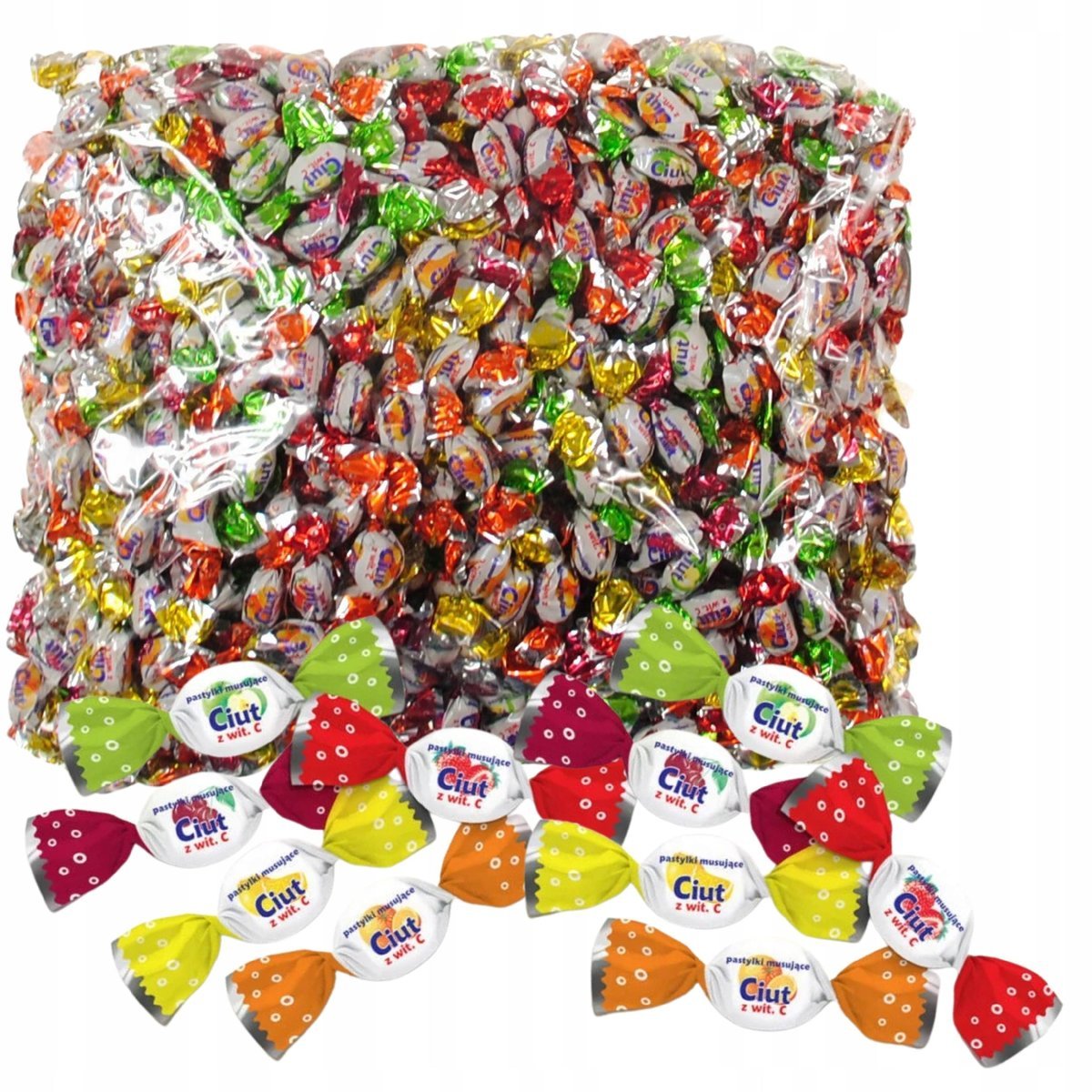 Jedność CIUT Cukierki Pastylki Musujące Mini Owocowe Smaki Witamina C 1kg