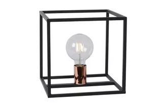 Lucide Stojąca LAMPA stołowa ARTHUR 08524/01/30 metalowa LAMPKA nocna kostka klatka loft czarna 08524/01/30 - Lampy stojące - miniaturka - grafika 1