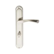 Klamki - Domino Klamka do drzwi wewnętrznych z długim szyldem do wc Romana 72 Nikiel szczotkowany - miniaturka - grafika 1