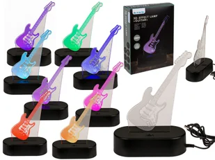 Gitara 3D, Lampka LED zmieniająca kolory - Dekoracje domu - miniaturka - grafika 1
