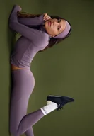 Legginsy - Stradivarius Legginsy z wycięciami do kostki Fioletowy L - miniaturka - grafika 1