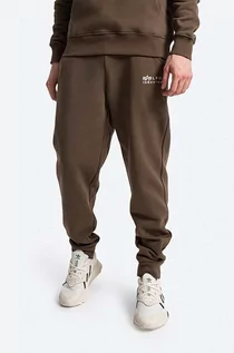 Spodnie męskie - Alpha Industries spodnie dresowe bawełniane kolor zielony z aplikacją 118365.629-ZIELONY - grafika 1
