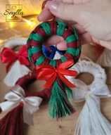 Ozdoby bożonarodzeniowe - 5szt. Wieniec na choinkę boho- bordo, zieleń - miniaturka - grafika 1