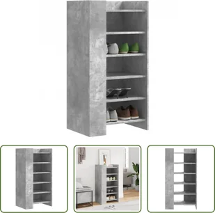 The Living Store szafka na buty betonowa szara 52x37,5x100 cm materiał drewnopochodny - Szafki na buty - miniaturka - grafika 1