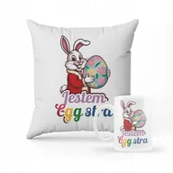 Gadżety dla niej i dla niego - ZESTAW PODUSZKA + KUBEK PREZENT NA WIELKANOC ZAJĄCZEK WIELKANOCNY #26 - miniaturka - grafika 1