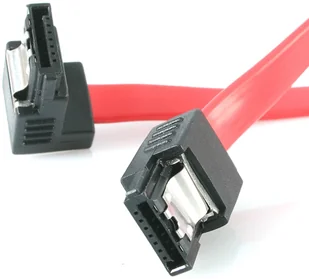 StarTech.com 18in Latching SATA to Right Angle SATA Serial ATA Cable, 0.457 m, SATA III, SATA 7-pin, SATA 7-pin, Male/Male, Red LSATA18RA1 - Kable komputerowe i do monitorów - miniaturka - grafika 1