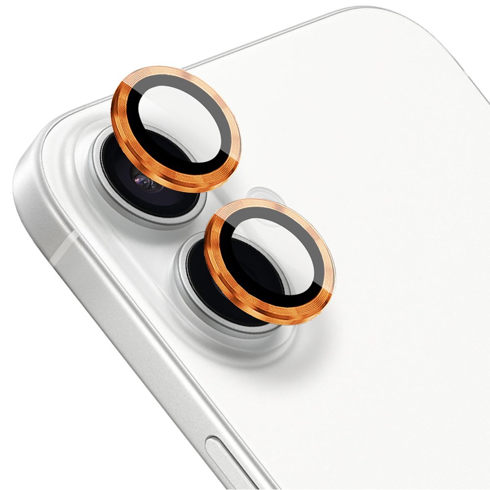 Osłona aparatu, szkło 9H do iPhone 16 Plus, 1 zestaw, pomarańczowa