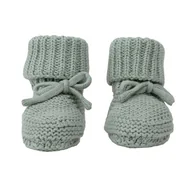 Buty dla dziewczynek - Buciki niechodki dziergane bawełniane miętowe Silk 0-6 mies. - miniaturka - grafika 1