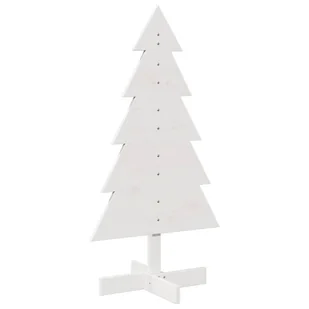 vidaXL Drewniana choinka do udekorowania, biała, 100 cm, sosnowa - Choinki - miniaturka - grafika 1