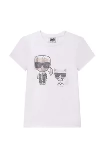 Koszulki dla dziewczynek - KARL LAGERFELD t-shirt dziecięcy kolor biały - grafika 1