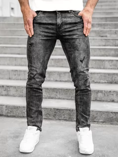 Spodnie męskie - Czarne spodnie jeansowe męskie regular fit Denley K10008-2 - grafika 1