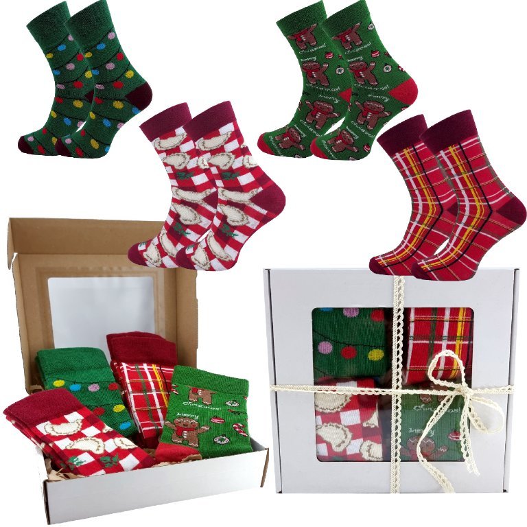 SKARPETY MĘSKIE SKARPETKI BAWEŁNIANE ŚWIĄTECZNE NA PREZENT ZESTAW 44-46
