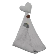 Pieluchy - Hi Little One pieluszka, przytulanka doudou z zawieszką na smoczek BIO muślin HEART White - miniaturka - grafika 1