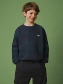 Bluzy dla chłopców - 4F Bluza dresowa loose bez kaptura chłopięca - granatowa 158/164 (12-14 lat) - miniaturka - grafika 1