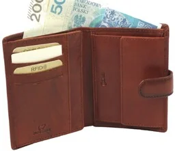 Portfel Męski Skórzany EL FORREST Skóra Duży Pionowy Bez Zapięcia Jedno Skrzydełko 1403 29 RFID BRĄZOWY 13 x 10 x 2.5 [cm] - Portfele - miniaturka - grafika 1