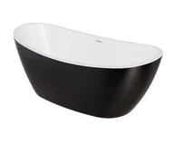 Wanny - Wanna wolnostojąca Besco Ayla 170x80 cm owalna czarny połysk syfon i maskownica złoty WAS-170ABZL - miniaturka - grafika 1