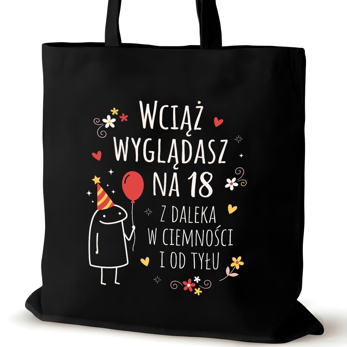 Torba bawełniana dla VIRAL czarna na ramię przyjaciółki duża śmieszna
