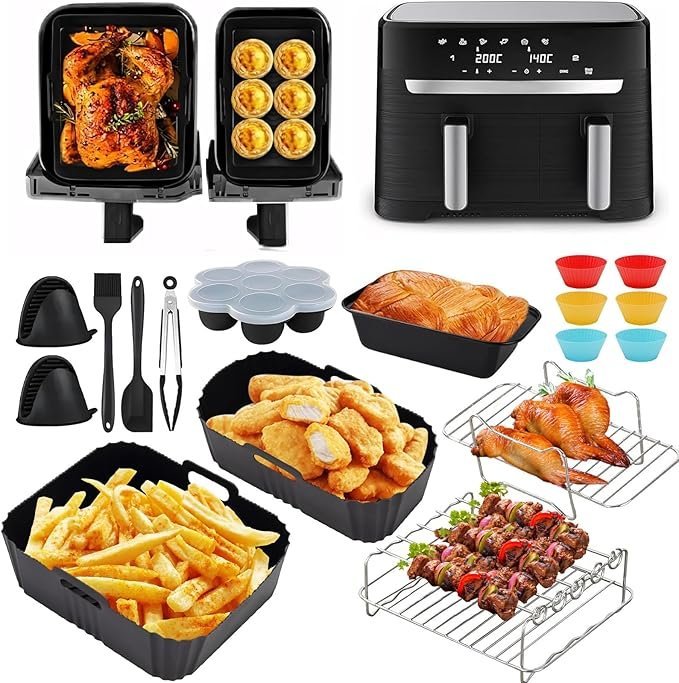 AKCESORIA DO AIRFRYERA FOREMKI TEFAL DUAL 5,2/3,1L RUSZT SZCZYPCE EY9018