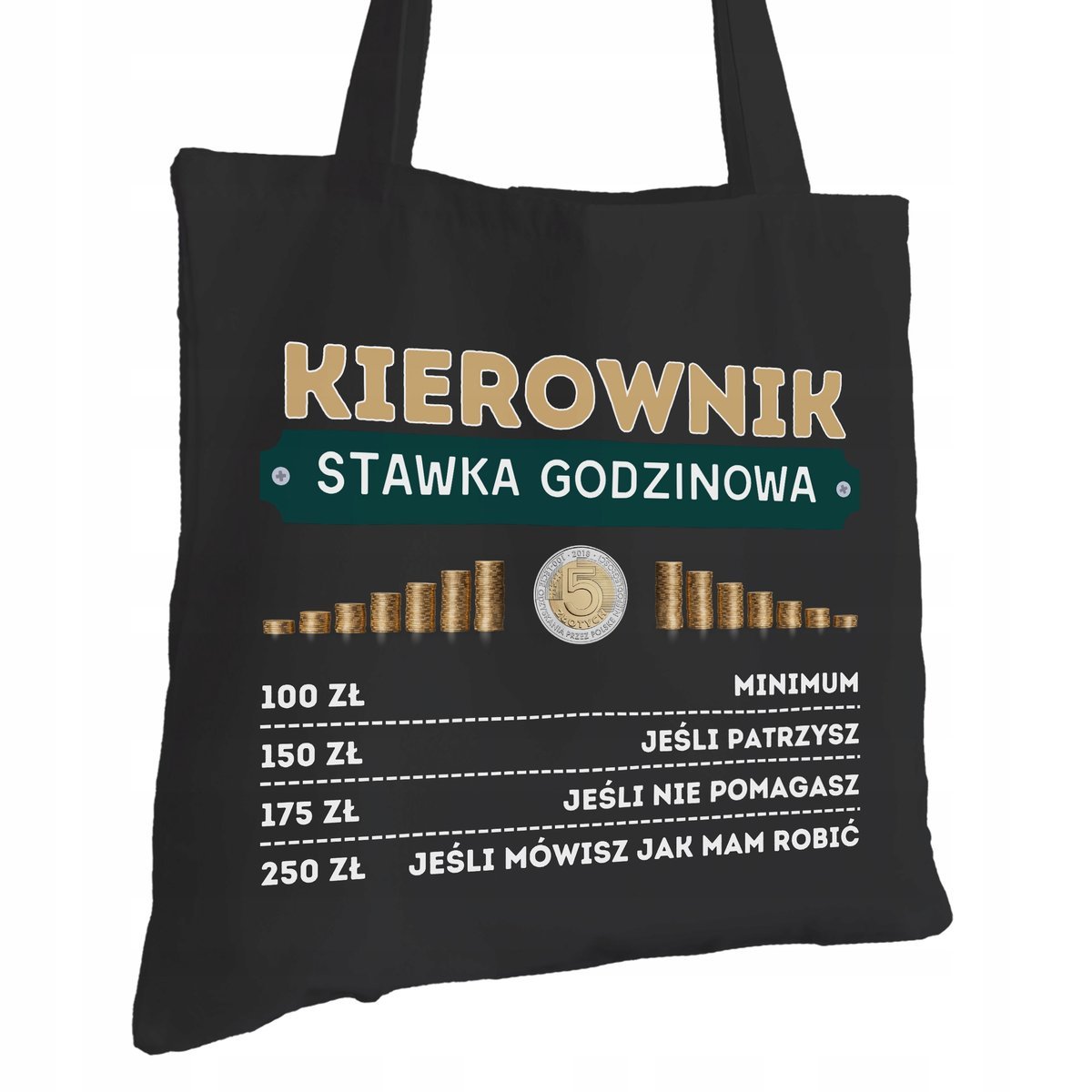 Torba Bawełniana dla Kierownika Czarna Na Prezent Ekologiczna Trwały Nadruk