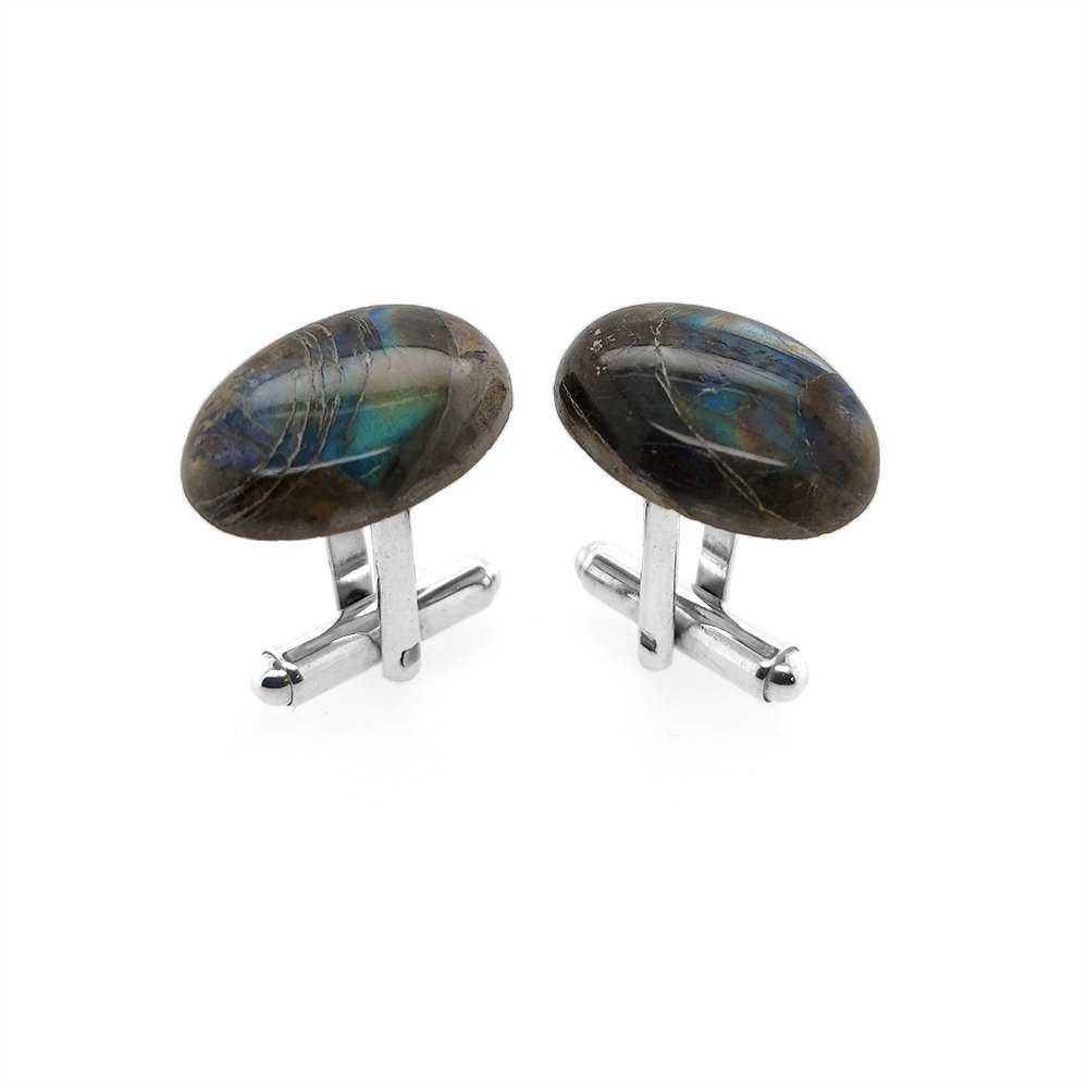 Spinki do mankietów Labradoryt owalny (S651) Srebro [925]