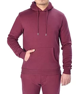 Swetry męskie - M17 Męska bluza z kapturem na co dzień bluza z kapturem sweter klasyczna prosta kurtka z długim rękawem z kieszenią (L, Grey Marl), Burgundy Red, M - grafika 1