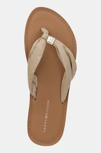 Tommy Hilfiger japonki TH ELEVATED BEACH SANDAL damskie kolor beżowy na płaskim obcasie FW0FW06985 - Klapki i japonki damskie - miniaturka - grafika 1