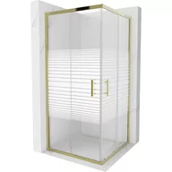 Kabiny prysznicowe - Mexen Rio kabina prysznicowa kwadratowa 90x90 cm, pasy, złota - miniaturka - grafika 1