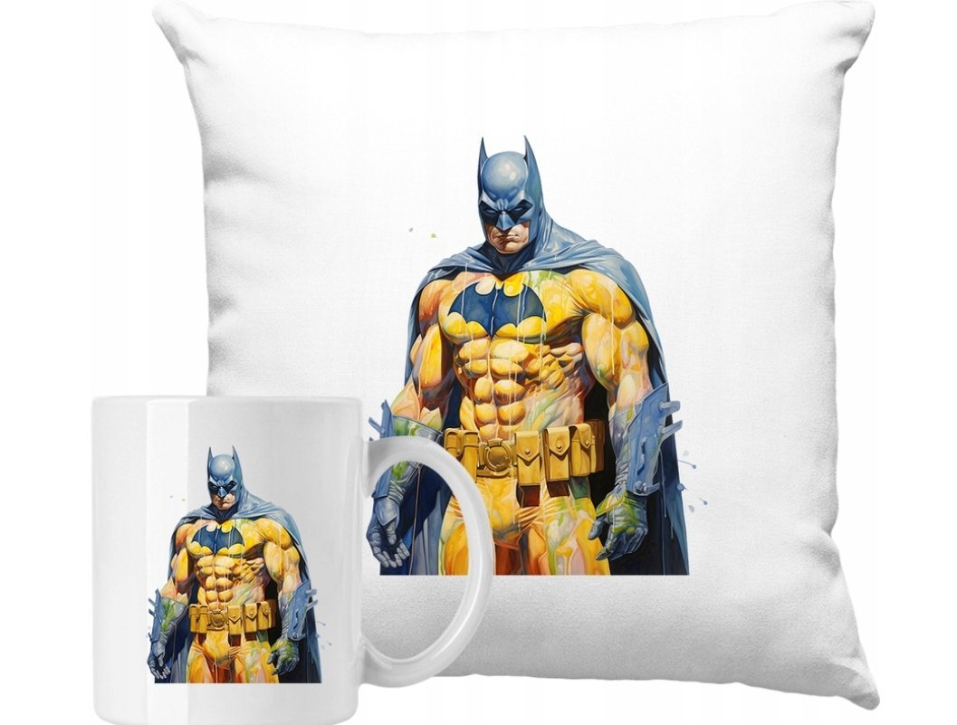 ZESTAW PODUSZKA + KUBEK Batman Bruce Wane Pomysł na Prezent +IMIĘ