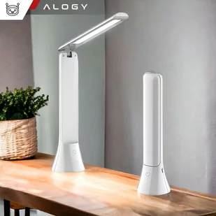 Lampka nocna LED na biurko 2w1 Latarka Bezprzewodowa dotykowa lampa 3 tryby Regulacja światła Alogy Biała - Latarki - miniaturka - grafika 1