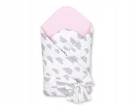 Rożki i beciki - Rożek dla niemowląt z wiązaniem 2w1 usztywniany i miękki - chmurki szare/ró - miniaturka - grafika 1