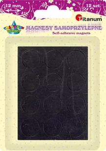 Magnesy samoprzylepne okrągłe czarne 12mm 12szt - Titanum - Zabawki kreatywne - miniaturka - grafika 1