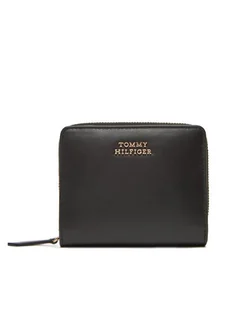 Tommy Hilfiger Mały Portfel Damski Th Leather Slg Med Za Flap AW0AW17499 Czarny - Portfele - miniaturka - grafika 1