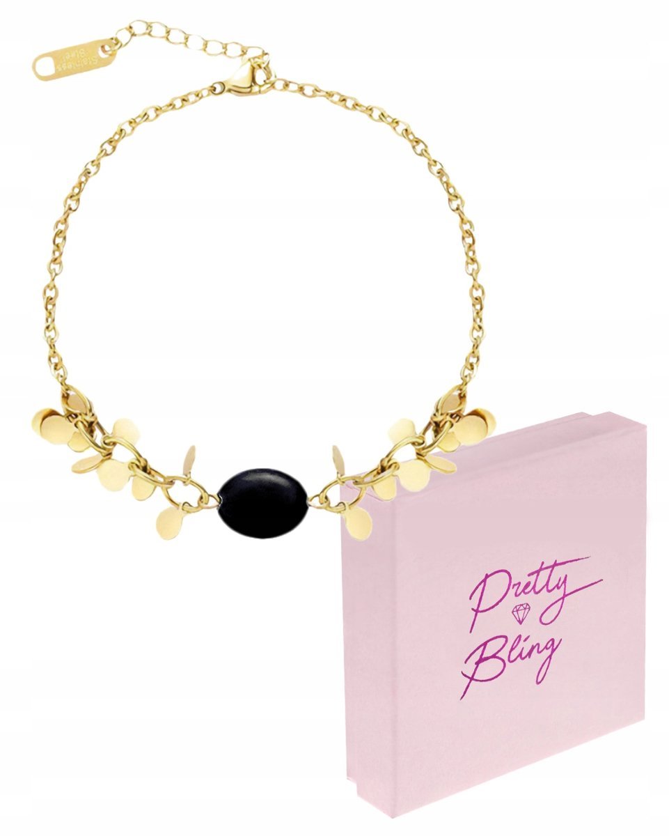 Bransoletka damska POZŁACANA ankier kamień kolory