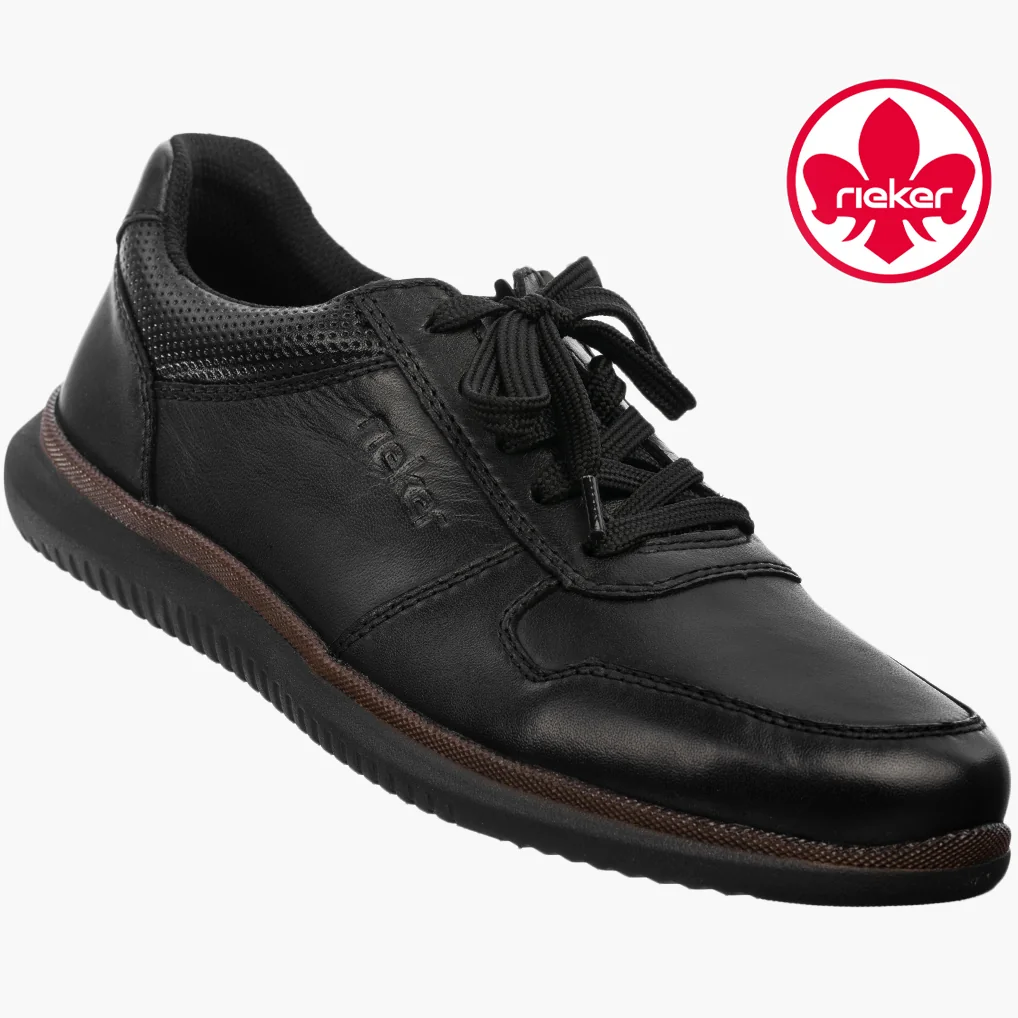 Półbuty Męskie RIKER Skórzane Buty Casual Sneakersy Czarne 10407-00 43