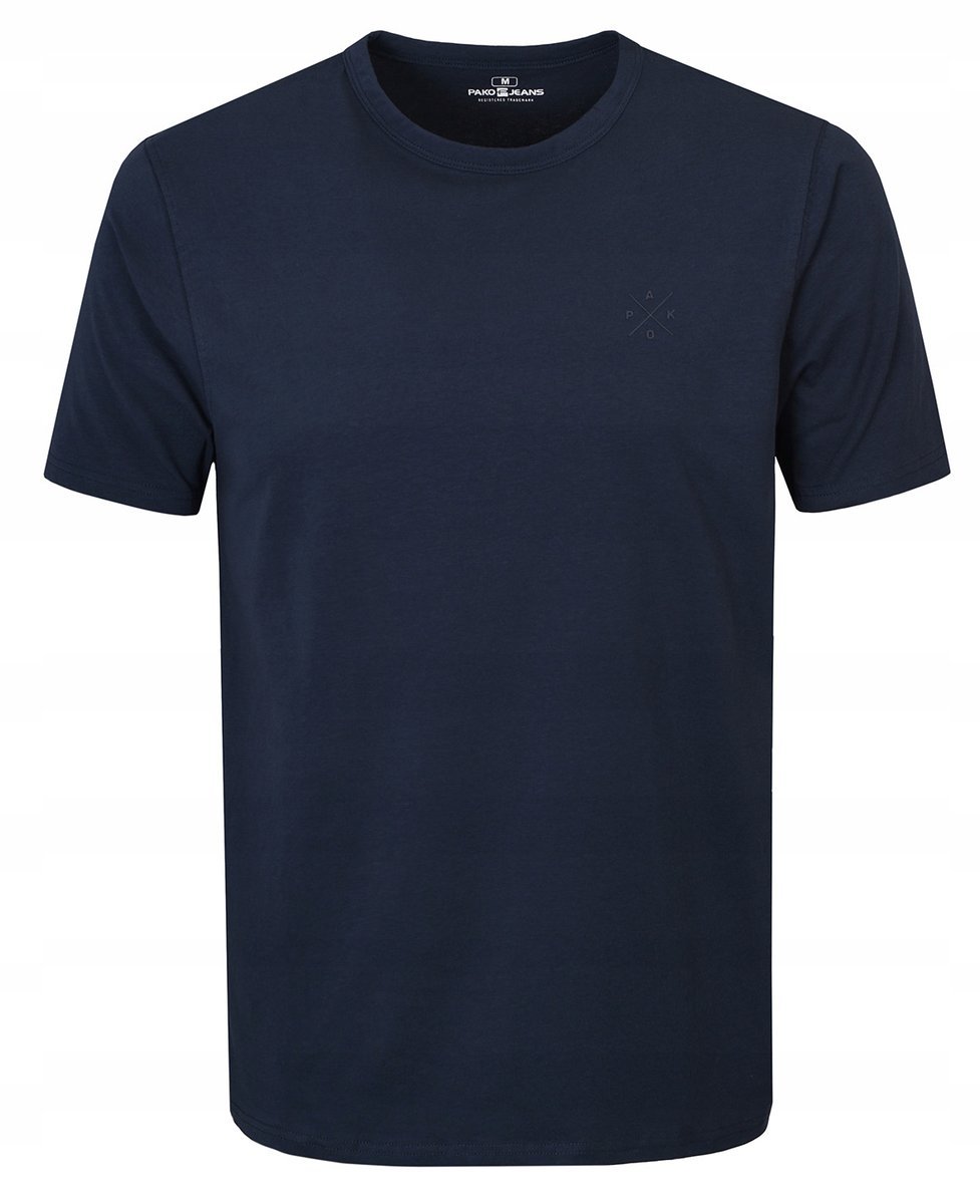 T-SHIRT Męski Koszulka Bawełniana z Elastanem VOLT GRANATOWY 4XL Pako Jeans