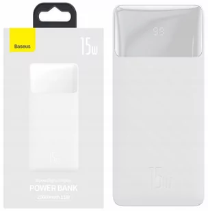 Baseus Bipow powerbank z szybkim ładowaniem 20000mAh 15W biały (Overseas Edition) + kabel USB-A - Micro USB 0.25m biały PPBD050102 - Powerbanki - miniaturka - grafika 1