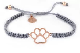 Bransoletka "Psia Łapka Rose Gold Na Szarym Sznurku Makramie" - Bransoletki - miniaturka - grafika 1