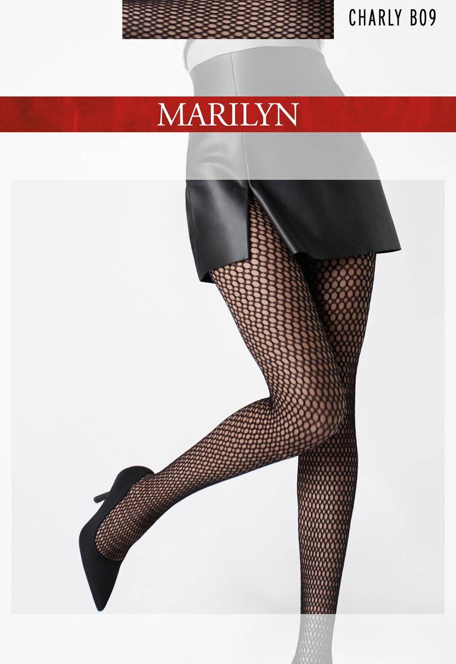 Marilyn Rajstopy Charly B09 żakardowe kabaretki 72 den Black rozmiar 1/2
