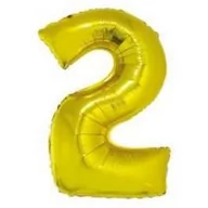 Balony i akcesoria - GoDan Balon foliowy cyfra 2, 14", złota FG-C35Z2 - miniaturka - grafika 1