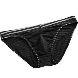 Sexowne Przeźroczyste Męskie Slipy w Paski - XL - Majtki męskie - miniaturka - grafika 1