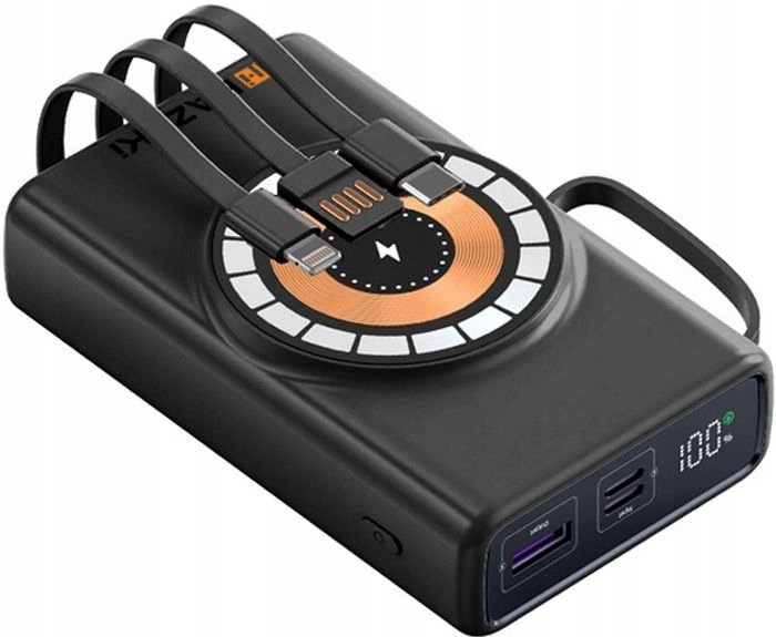 POWERBANK MAGNETYCZNY MagSafe 20000mAh HAZAKI 22,5W SZYBKI WBUDOWANE KABLE