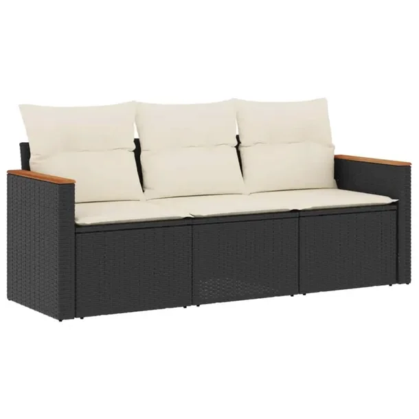 Zestaw mebli ogrodowych modułowych, rattan PE, czarny, 55x62x69 cm