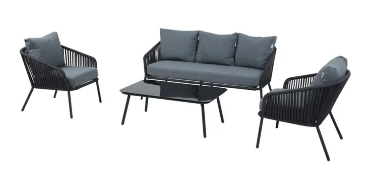 Zestaw wypoczynkowy ogrodowy ANDERS CAFFE Dark Grey sofa+2 fotele+stolik