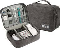 Nerki - OEM Etui Organizer Saszetka na kable, ładowarki szary 1 suwak - miniaturka - grafika 1
