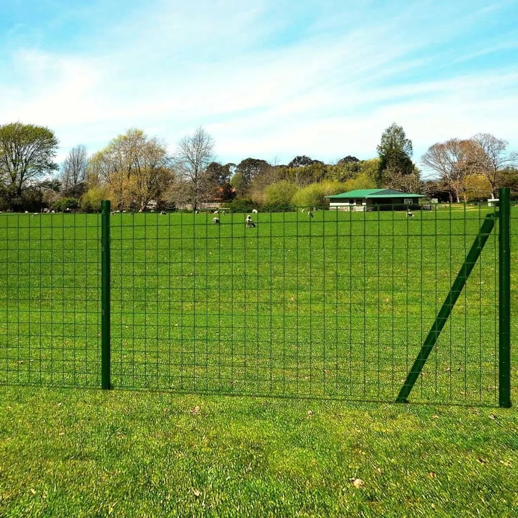 vidaxl Euro ogrodzenie z kotwami do ziemi, 25x0,8 m, zielone, stalowe