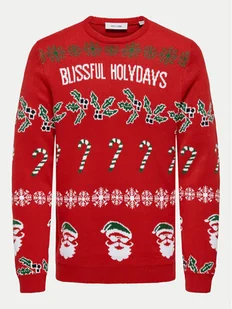 Only & Sons Sweter Xmas 22031171 Czerwony Regular Fit - Swetry męskie - miniaturka - grafika 1