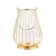 Świeczniki - Świecznik metalowy szprosowy 18 x 18 x 23 cm złoty - miniaturka - grafika 1