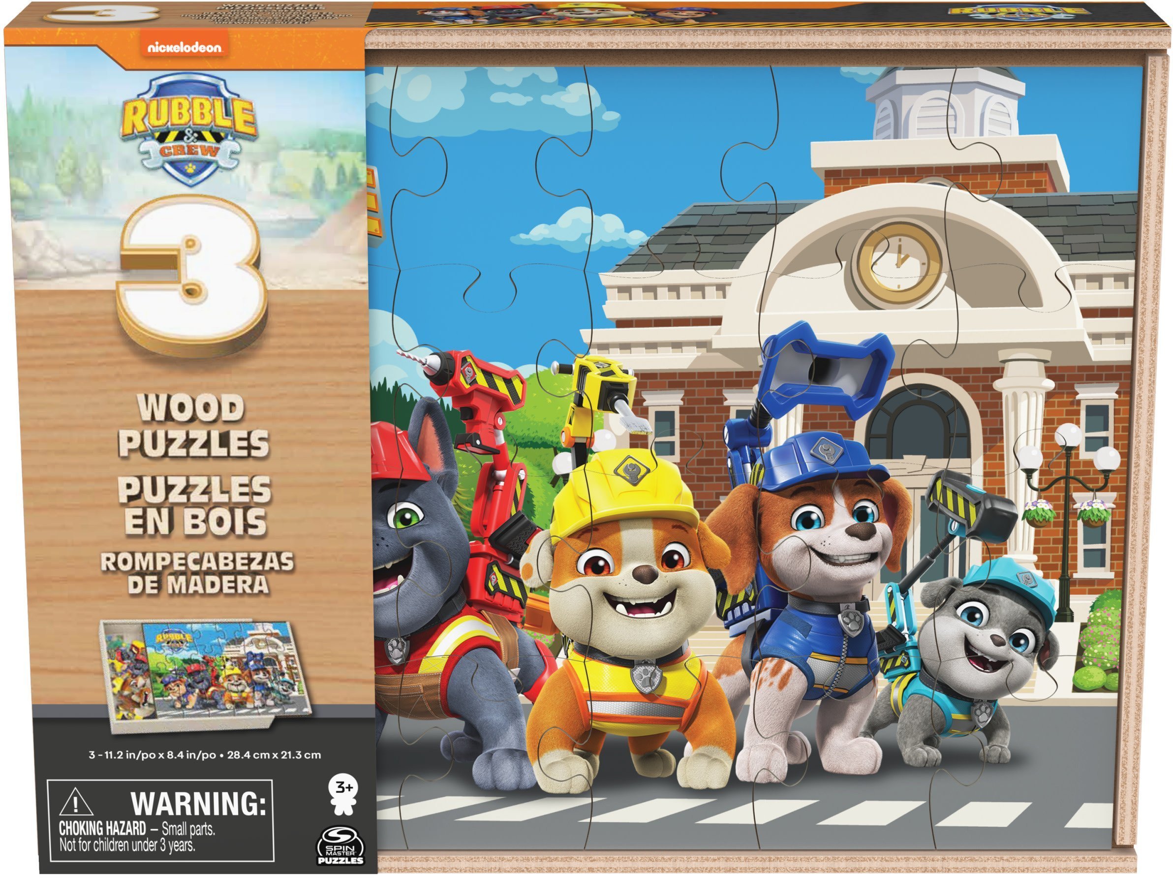 Rubble & Crew Wood Puzzles w. Storage 3 Pack