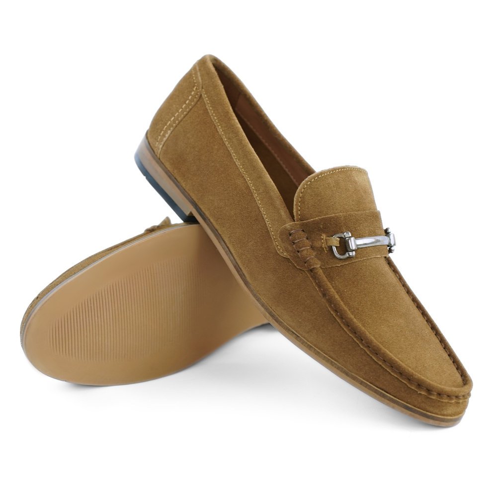 Loafersy męskie z naturalnego zamszu brązowe rozmiar 40