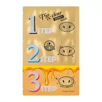 Holika Pig Clear Black Head 3-Step Kit zestaw oczyszczających plastrów na nos Honey Gold - Maseczki do twarzy - miniaturka - grafika 1